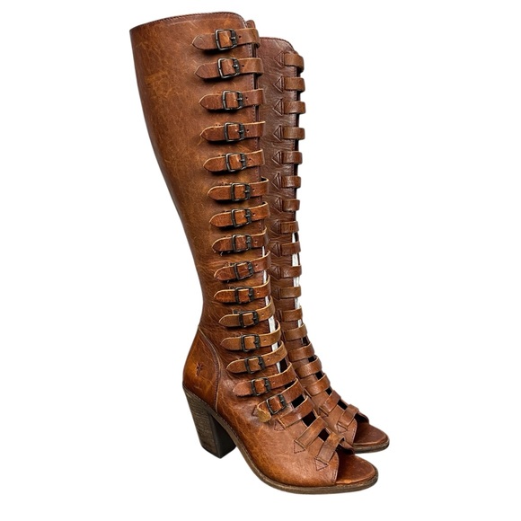 Frye Boots Womens 9 Western Leather Izzy Gladiator Tall...